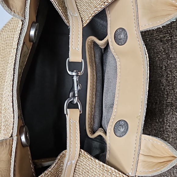 Eric Javits Tan Straw Shells Purse Handbag 13" x 13" - Picture 6 of 8